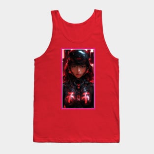 Anime Race Girl | Quality 3D Anime Artwork | Pink Red Black Blue Chibi Manga Anime Art Tank Top